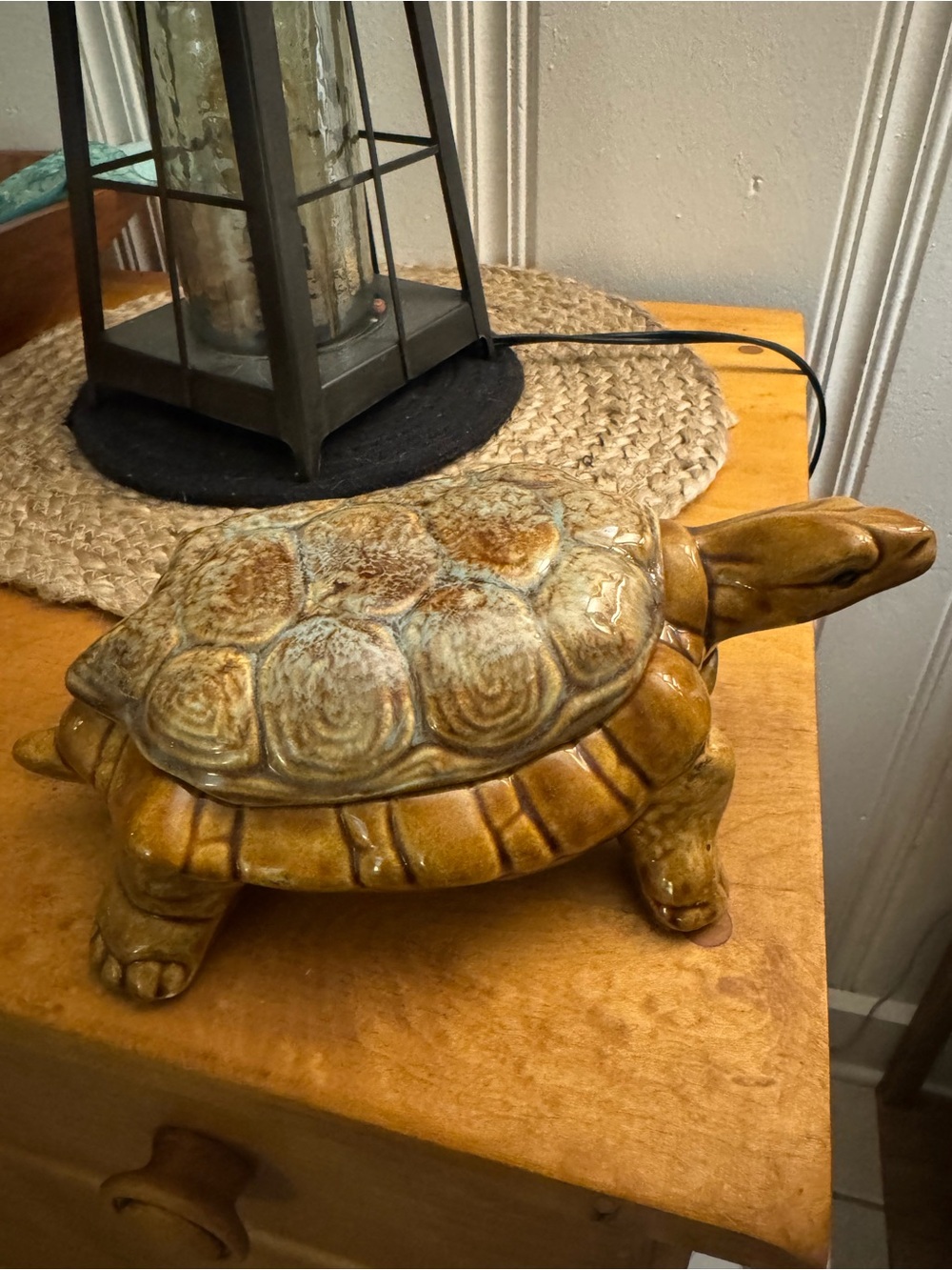 Ceramic Turtle Accent Figurine - Brown Glazed Home Accent